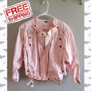Vintage 80's Pink Moto Style Convertible Jacket